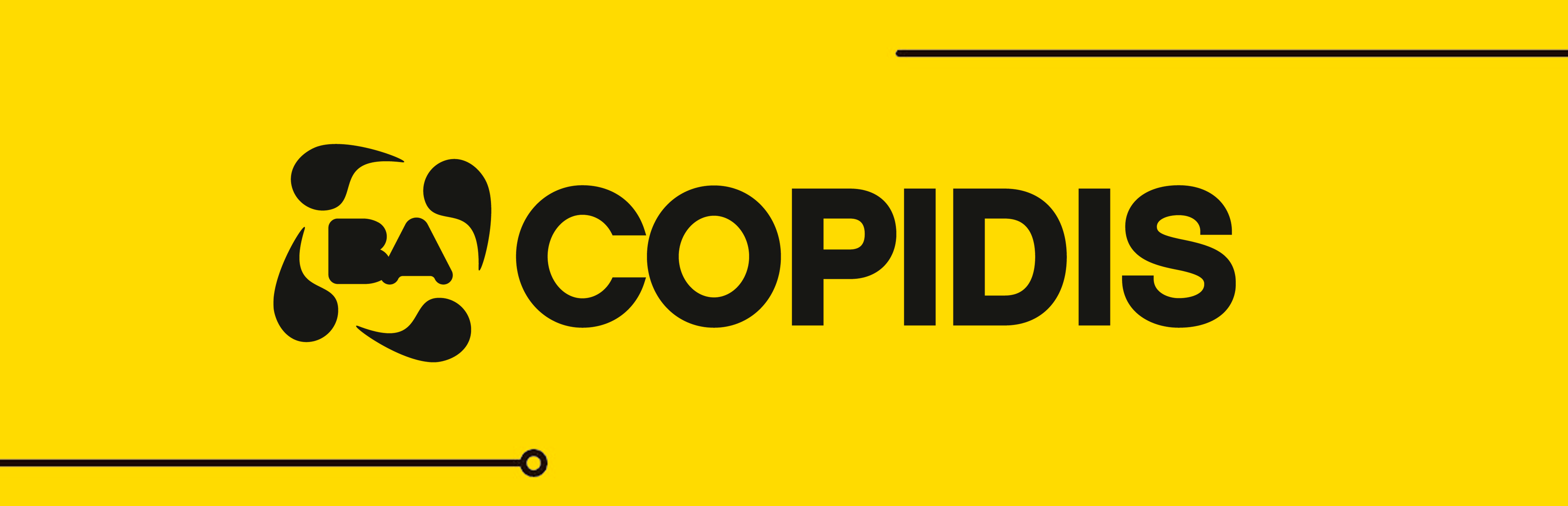 Fondo color amarillo con logo copidis y lineas color negro
