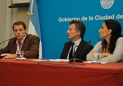 El Ministro Piccardo, el jefe de Gobierno y la vicejefa de Gobierno en la conferencia de prensa