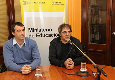 El Ministro de Educacin porteo, Esteban Bullrich, y el msico y compositor, Lito Vitale, presentaron la edicin 2011 del concurso Vamos las Bandas. Foto: GCBA.
