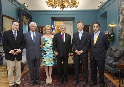 El jefe de Gobierno porteo, Mauricio Macri, se reuni hoy con el presidente de Chile, Sebastin Piera, y con miembros de su gabinete en el Palacio de la Moneda, en Santiago de Chile.  Foto GCBA.-