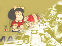 Fotografa que representa al servicio militar obligatorio y la figrura del personaje Mafalda