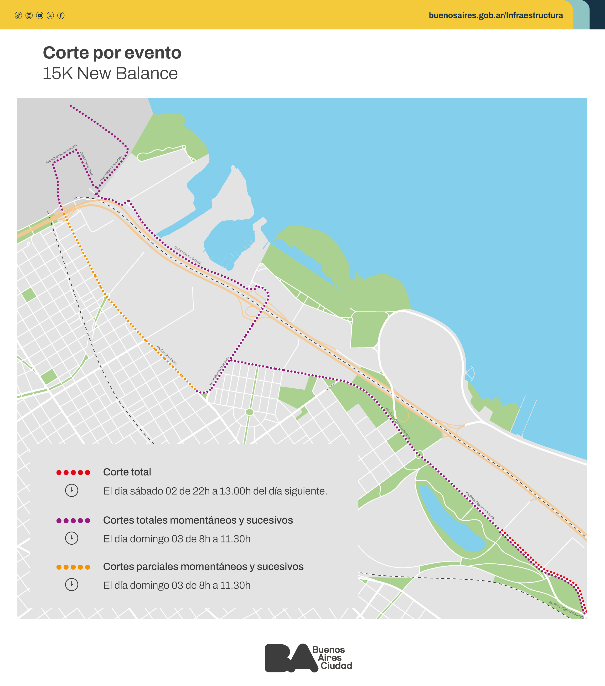 15K New Balance en Buenos Aires: Conocé las afectaciones para el domingo 3 de agosto