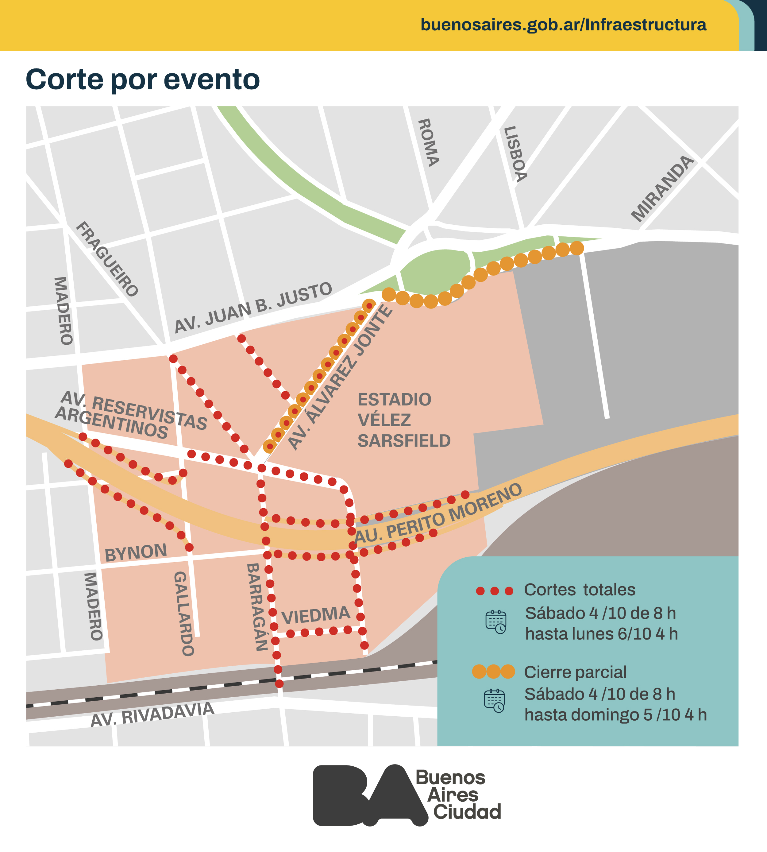 Evento en Vélez Sarsfield: conocé las afectaciones de tránsito de este fin de semana