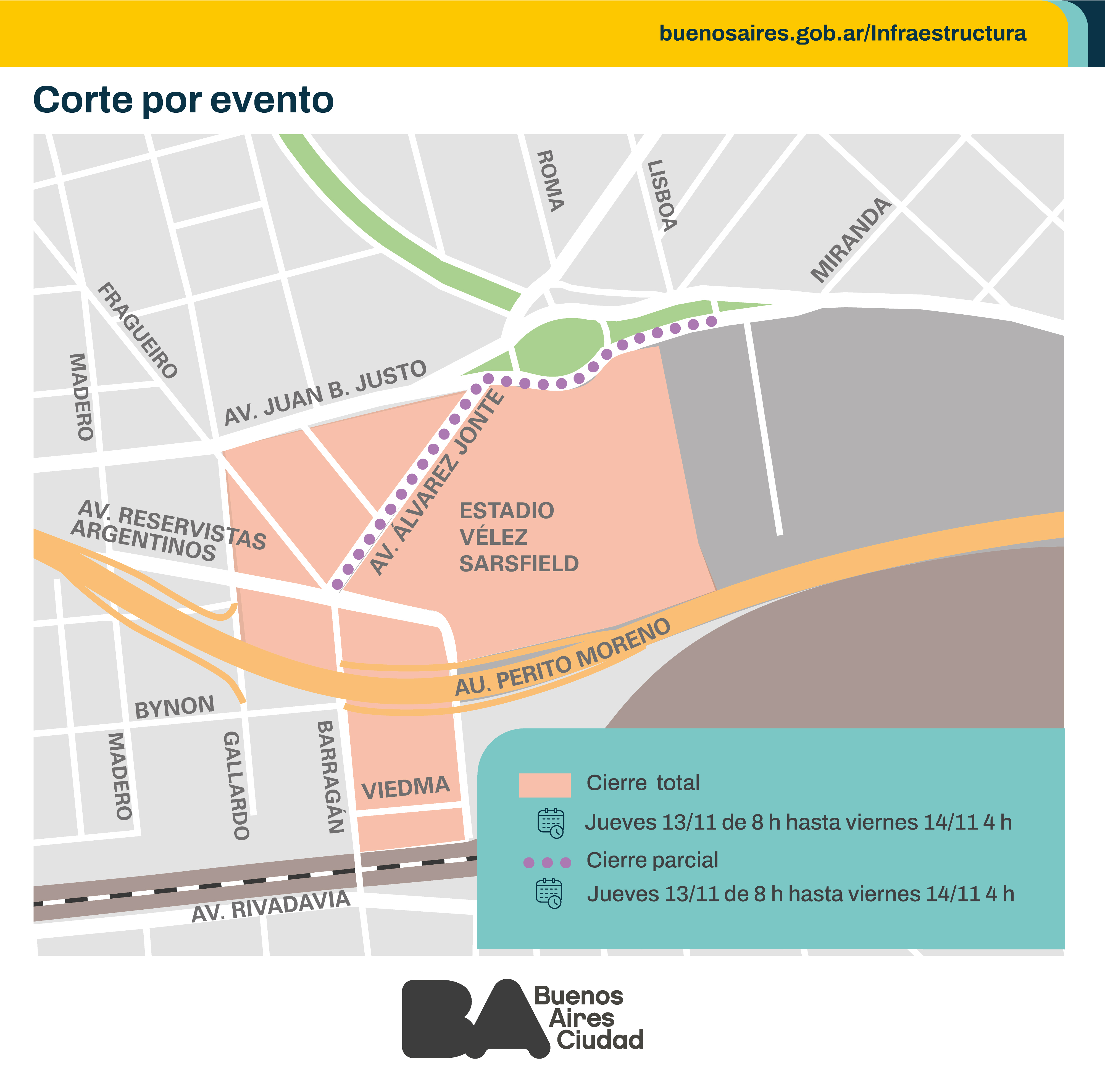 Evento en Vélez Sarsfield: conocé las afectaciones de tránsito de este fin de semana
