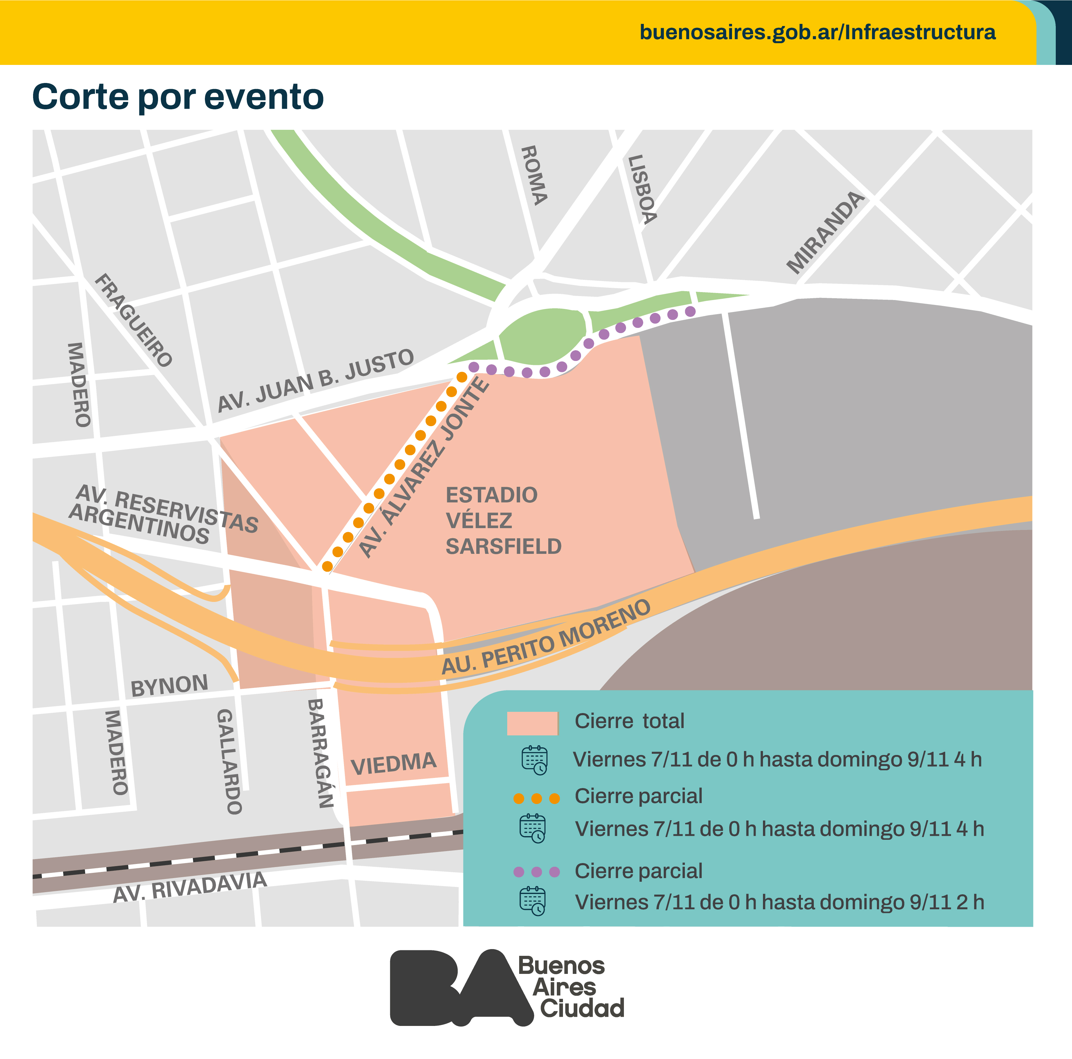 Evento en Vélez Sarsfield: conocé las afectaciones al tránsito del fin de semana