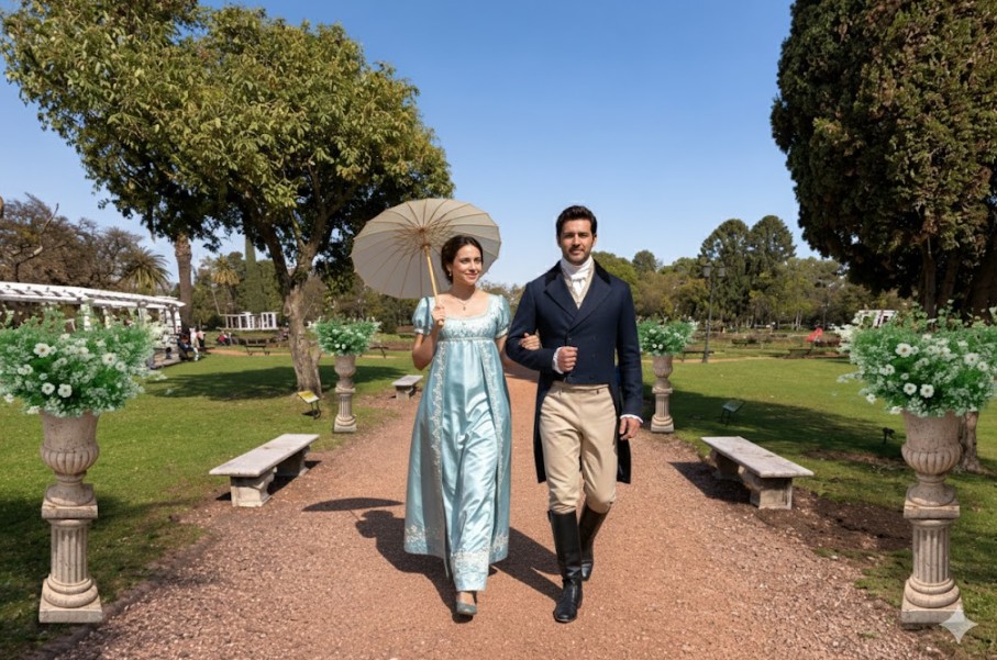 Paseo de Bridgerton en el Rosedal