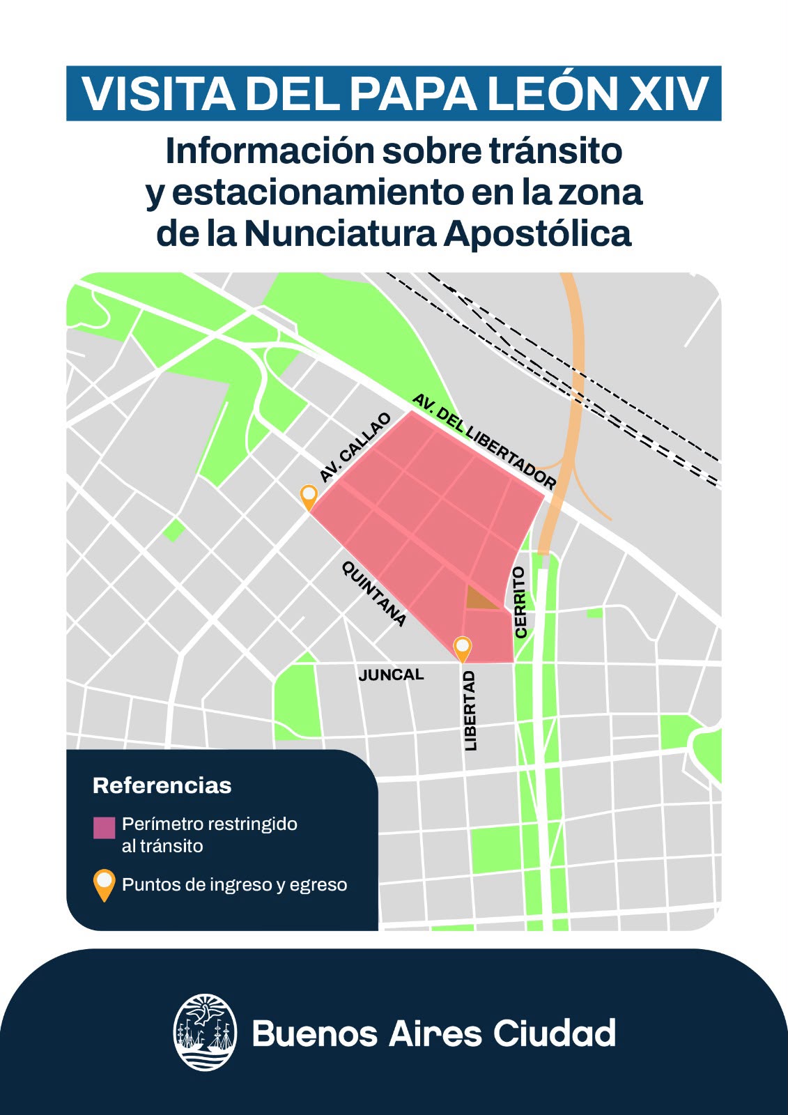 Operativo de seguridad por la vista del Papa León XIV.