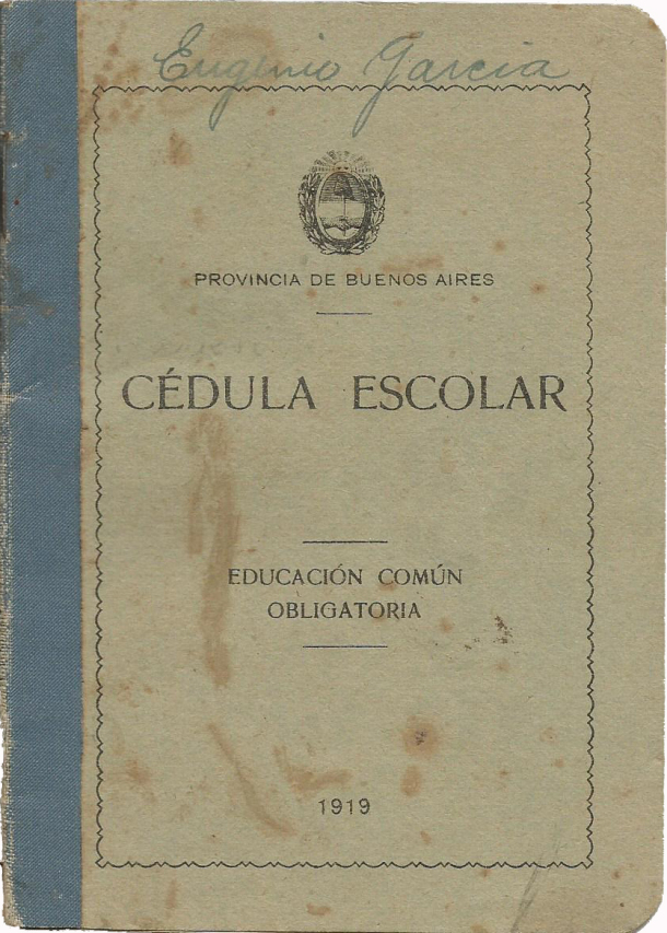 Cedula escolar, 1919