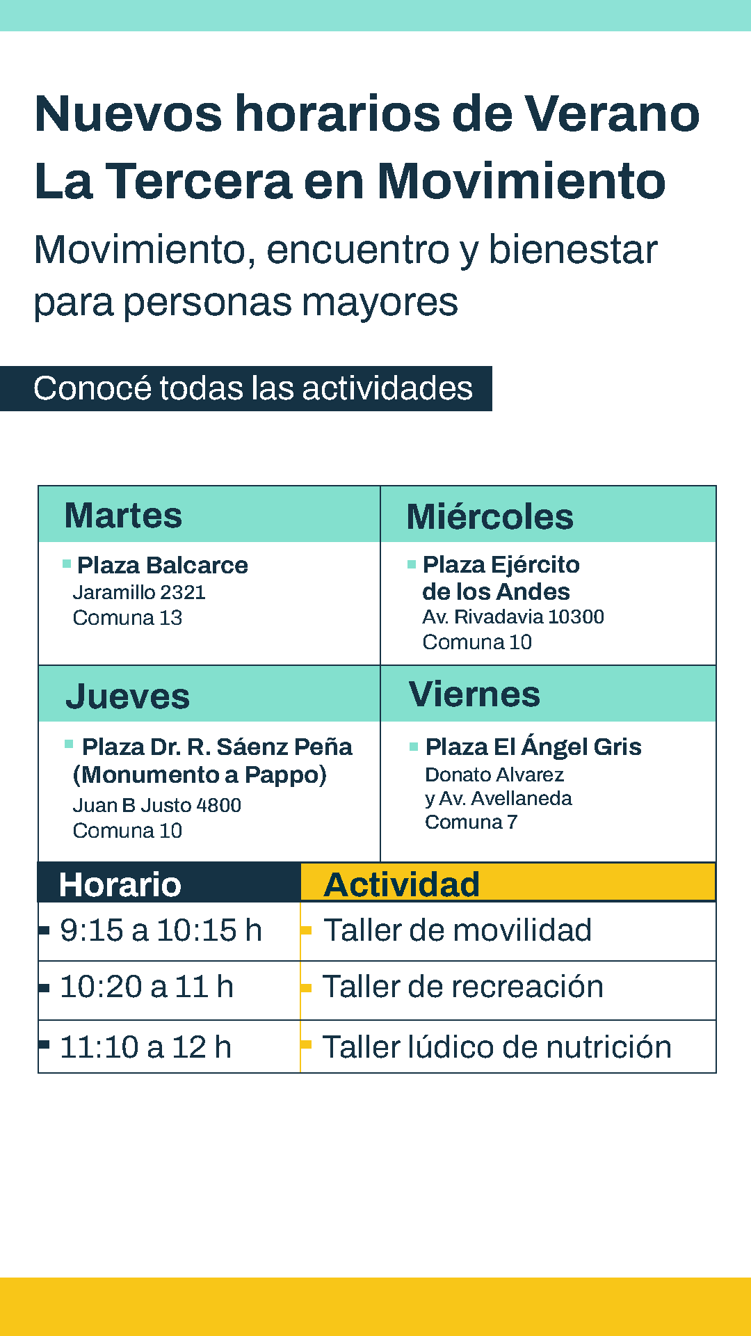 Tercera Horarios de Verano
