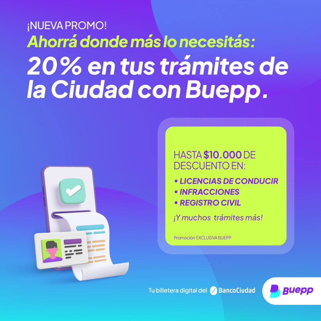 20% en tus trámites de la Ciudad con Buepp