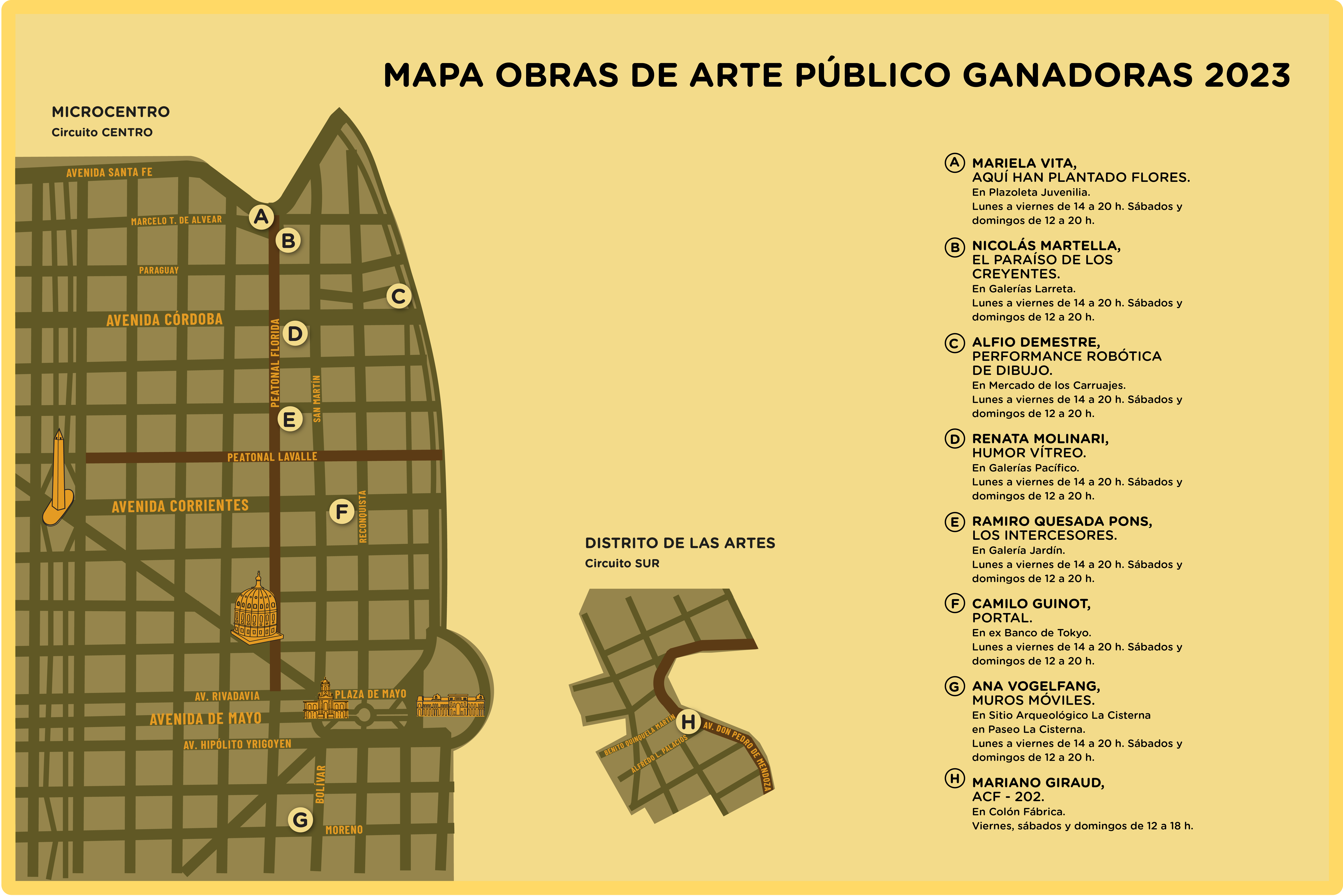 Mapa obras de arte público en Semana del Arte 2023