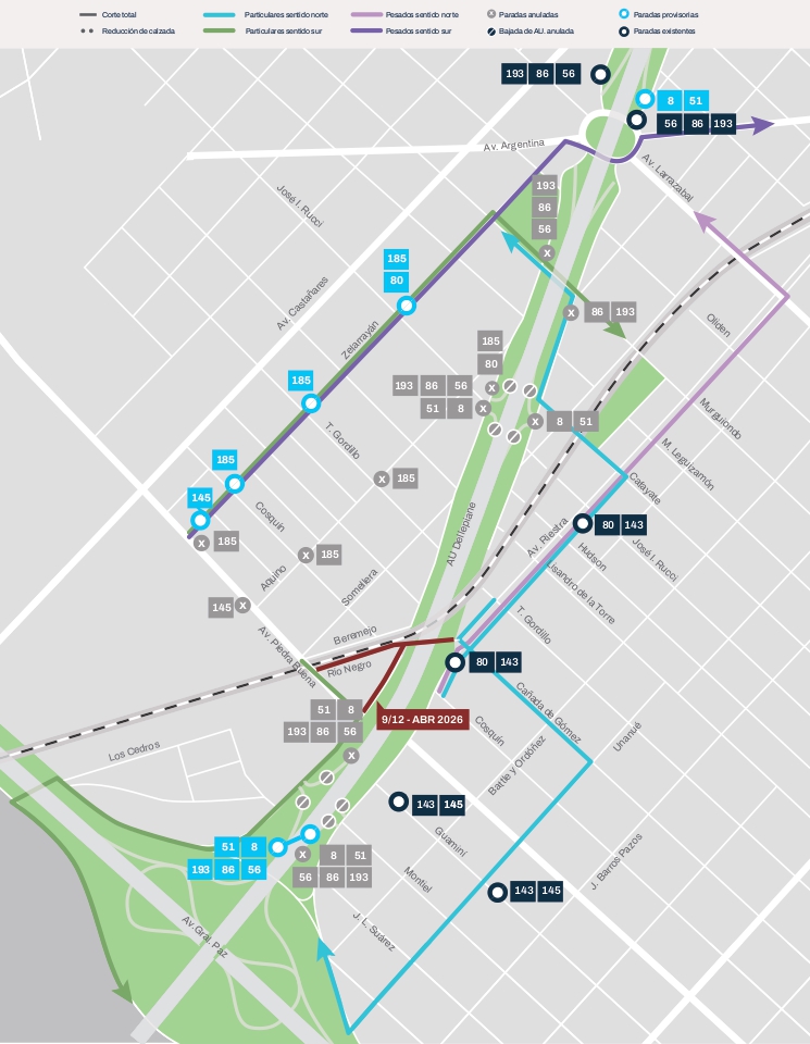 Desvíos Dellepiane - abril 2026