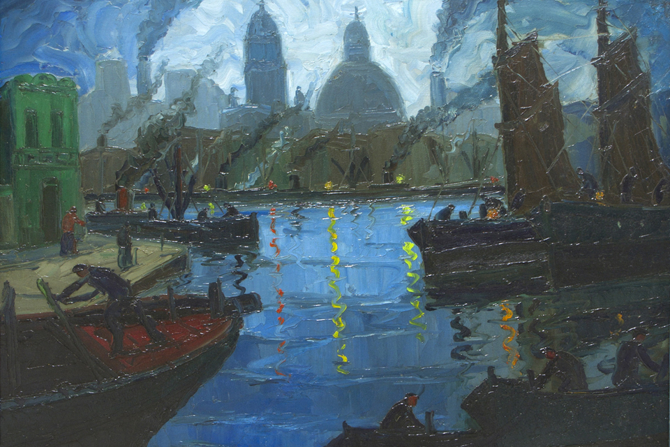 Hora azul en La Boca. Benito Quinquela Martín