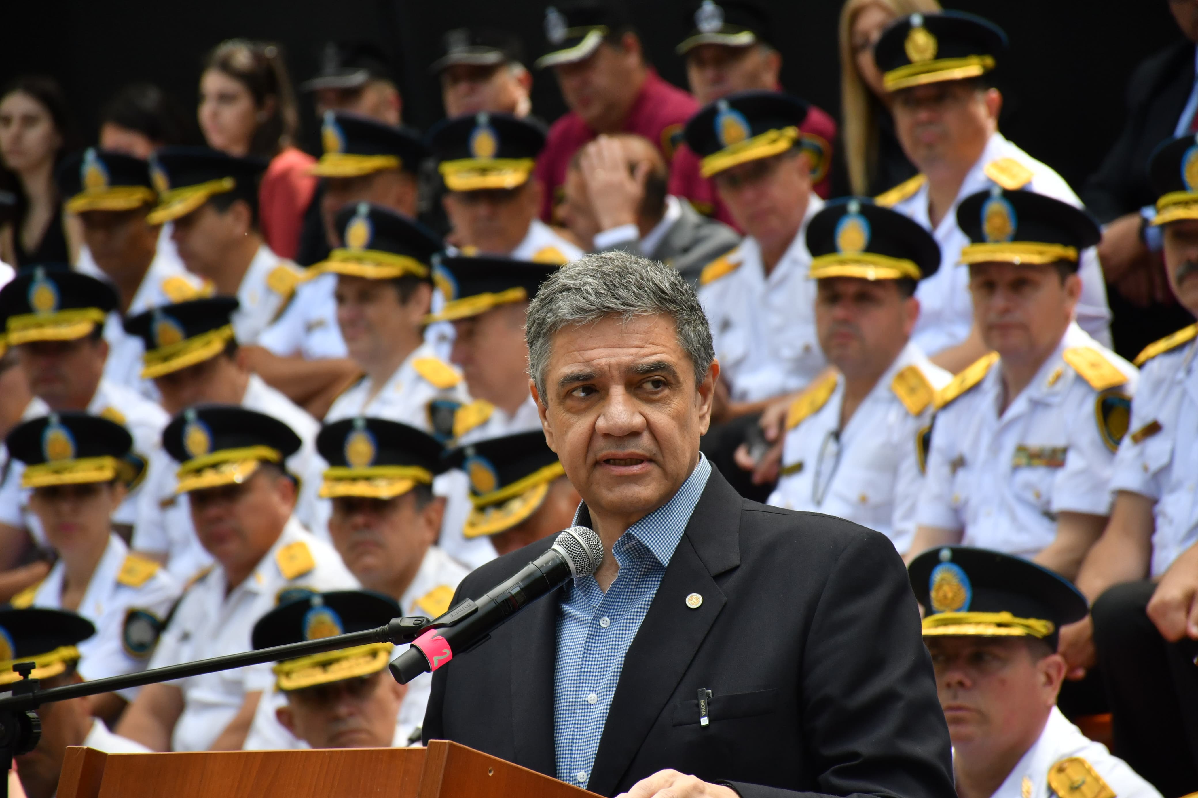 Jorge Macri, en el desfile por el Día de la Policía de la Ciudad en Costanera Sur. 