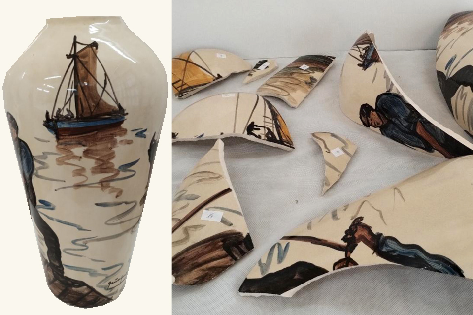 Jarrón decorado por Quinquela