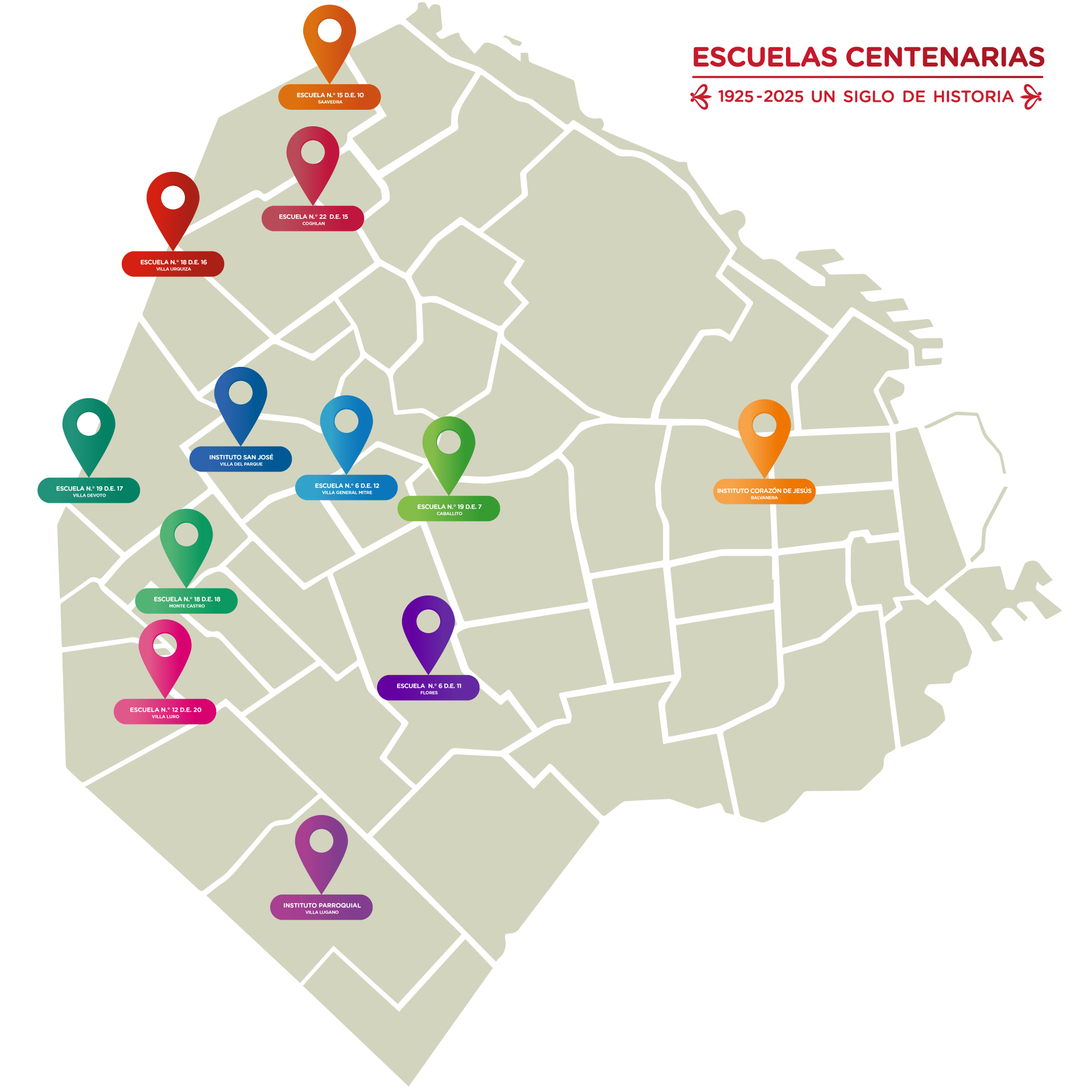 mapa escuelas centenarias 2025