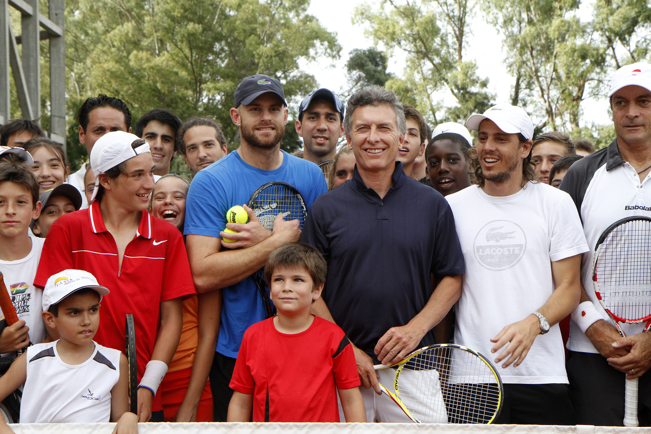 Macri asistió a una clínica de tenis que ofreció Andy Roddick