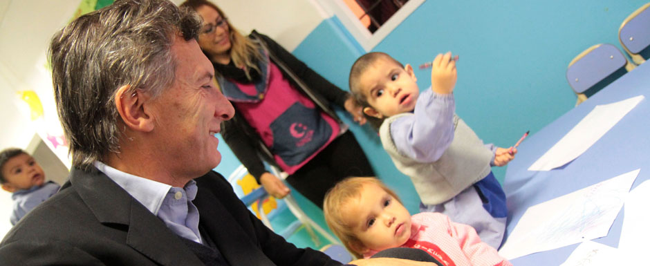 Macri visitó un Centro de Primera Infancia en  Villa Lugano