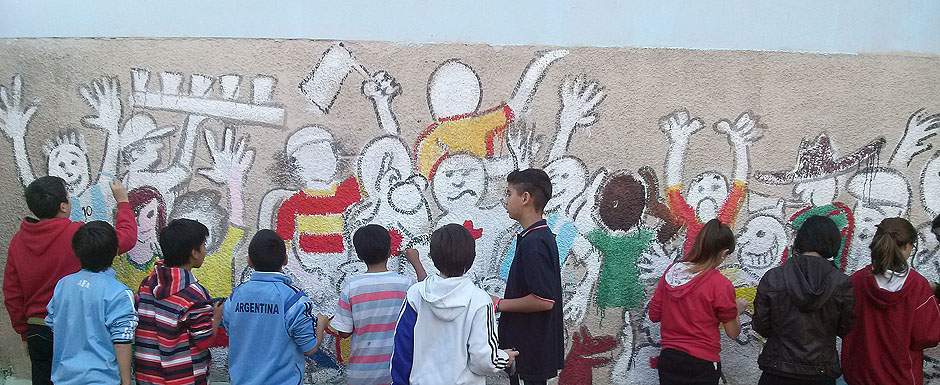 Mural mundialista en Floresta