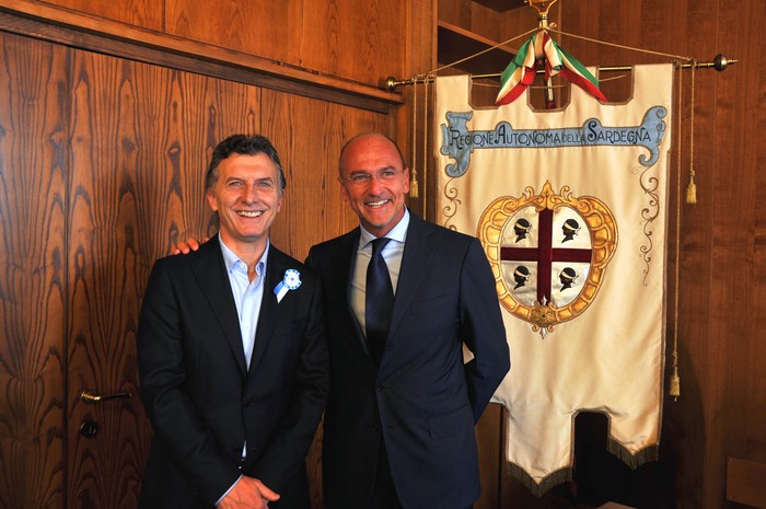 Macri de visita oficial con el Presidente de la Regione Sardegna 