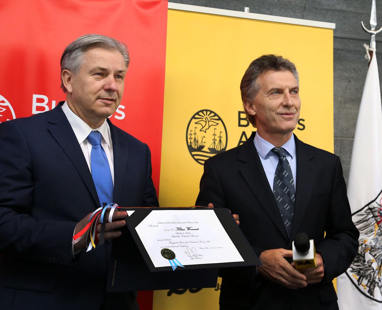 Macri declaró Huésped de Honor al alcalde de Berlín