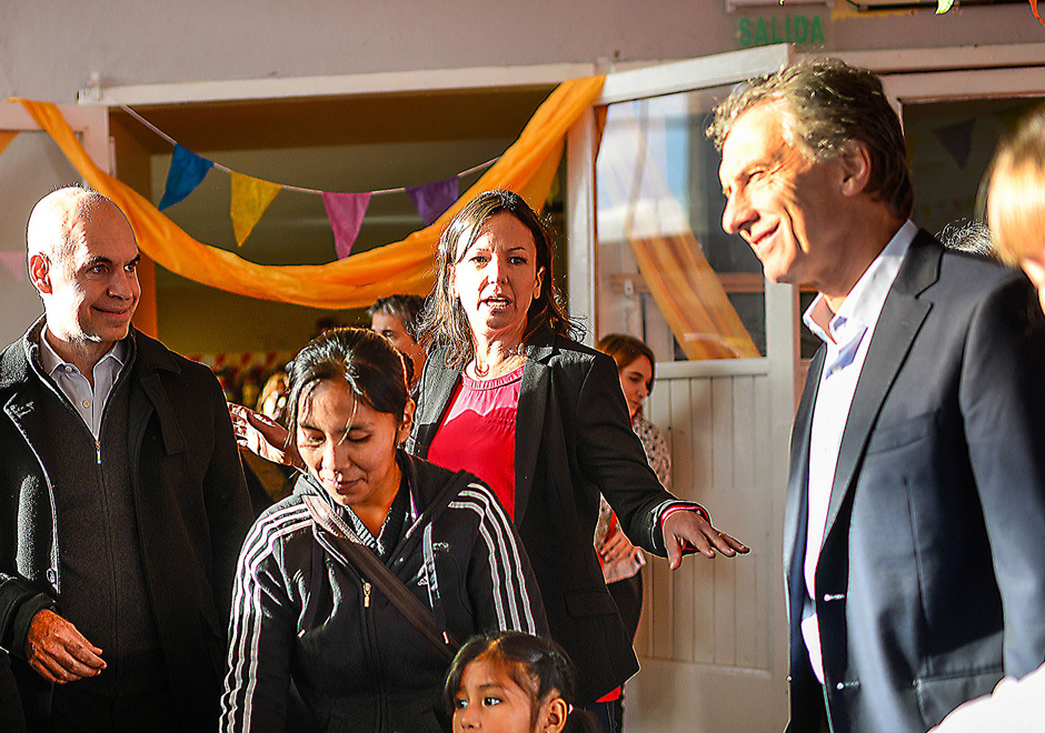 Mauricio Macri, con chicos de los centros de primera infancia 