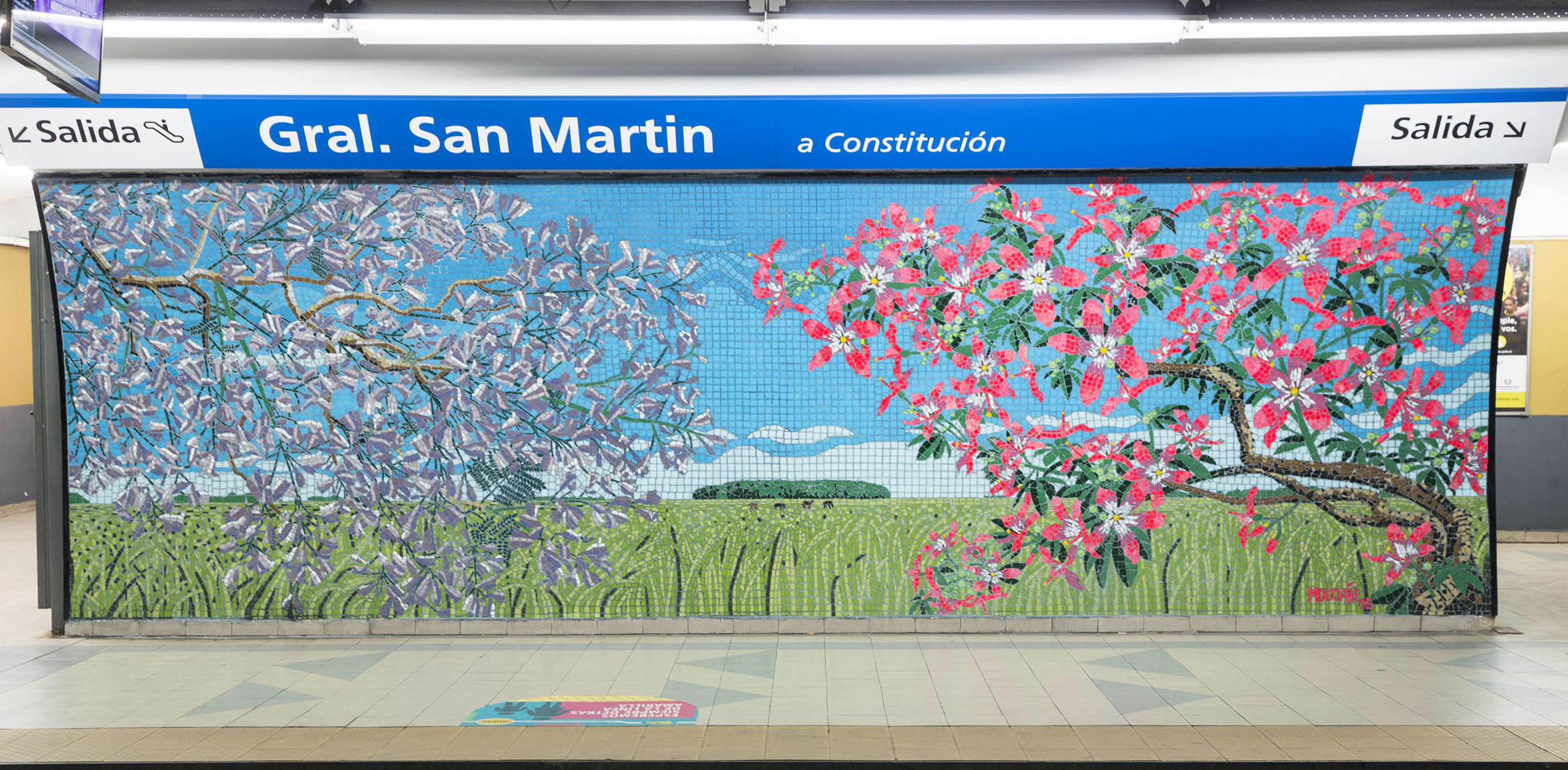 Motivos de la flora autóctona decoran la estación San Martín de la Línea C