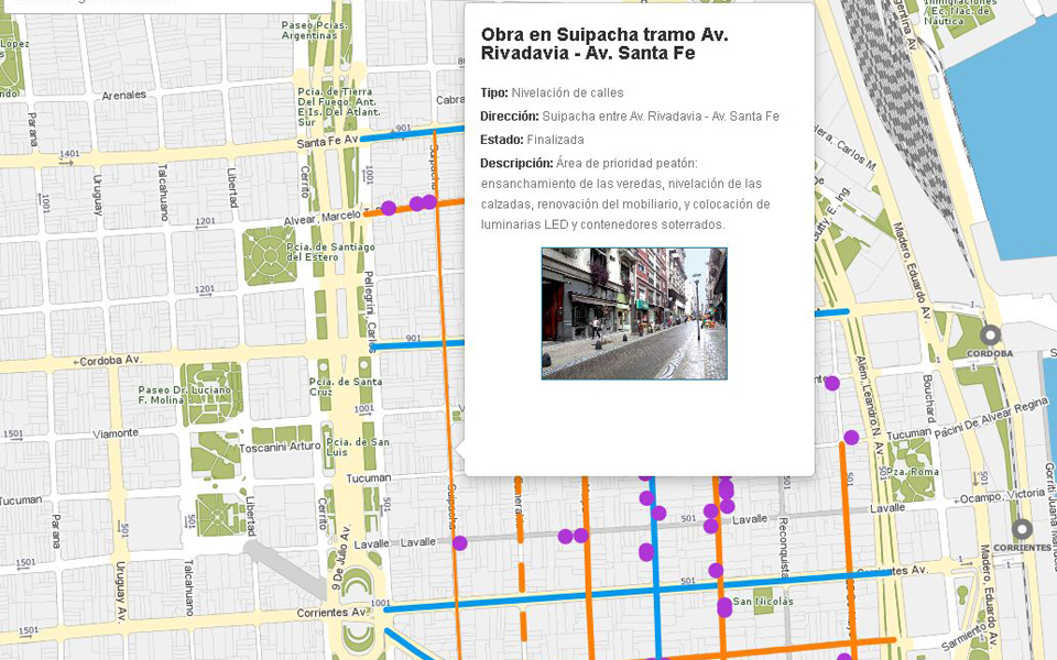 Mapa interactivo con todas la obras del Plan Microcentro