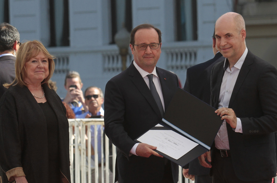 Horacio Rodríguez Larreta declaró Visitante Ilustre y entregó las llaves de la Ciudad al presidente francés, François Hollande