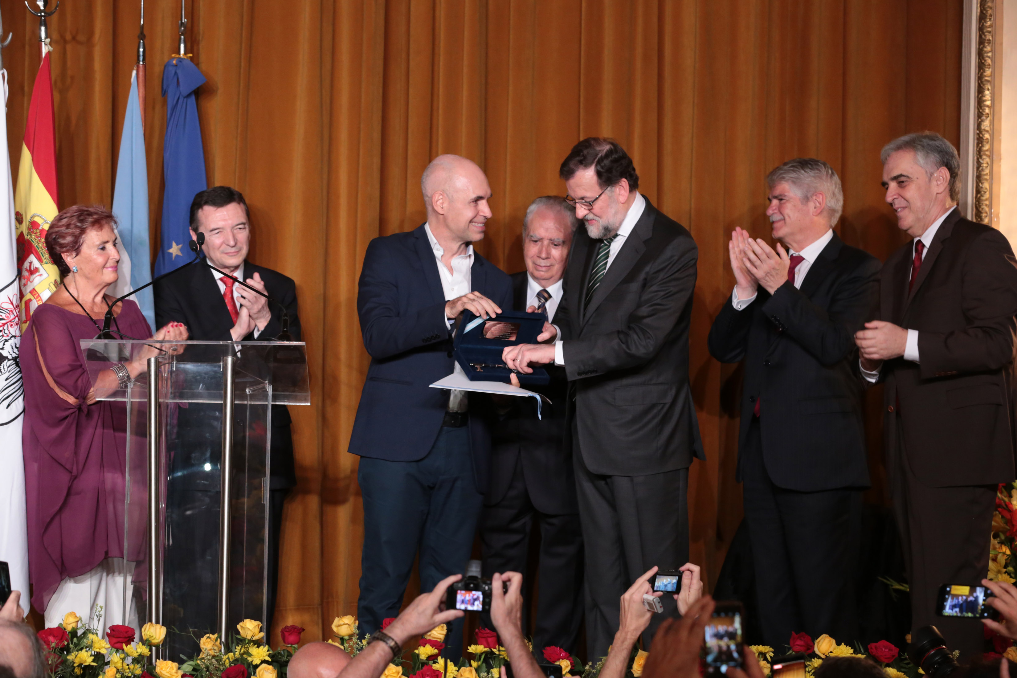 Rodríguez Larreta entregó las llaves de la Ciudad al presidente español, Mariano Rajoy