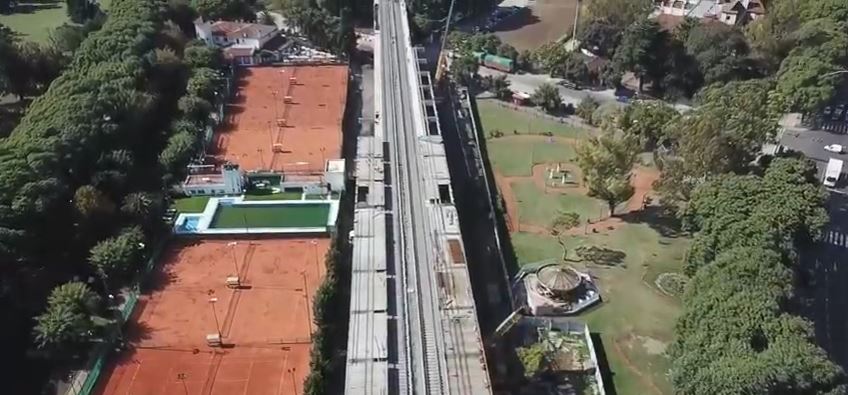 Viaducto Mitre: la obra de la estación elevada Lisandro de la Torre, desde un drone