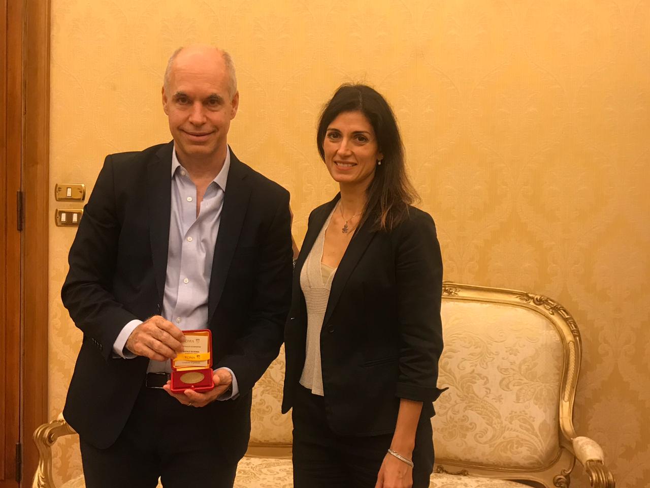Rodríguez Larreta se reunió en Italia con la alcaldesa de Roma, Virginia Raggi