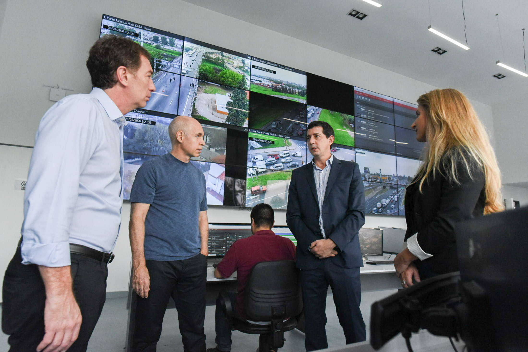 Horacio Rodríguez Larreta y Eduardo “Wado” de Pedro visitaron el Centro de Monitoreo Urbano Norte de Villa Martelli