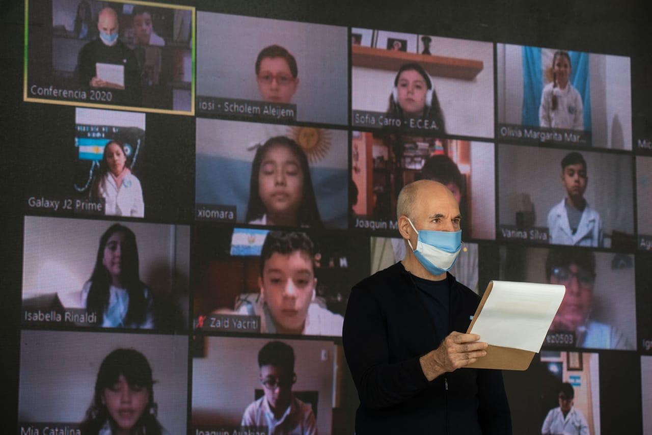 Día de la Bandera: Rodríguez Larreta participó de un acto virtual junto a alumnos de la Ciudad