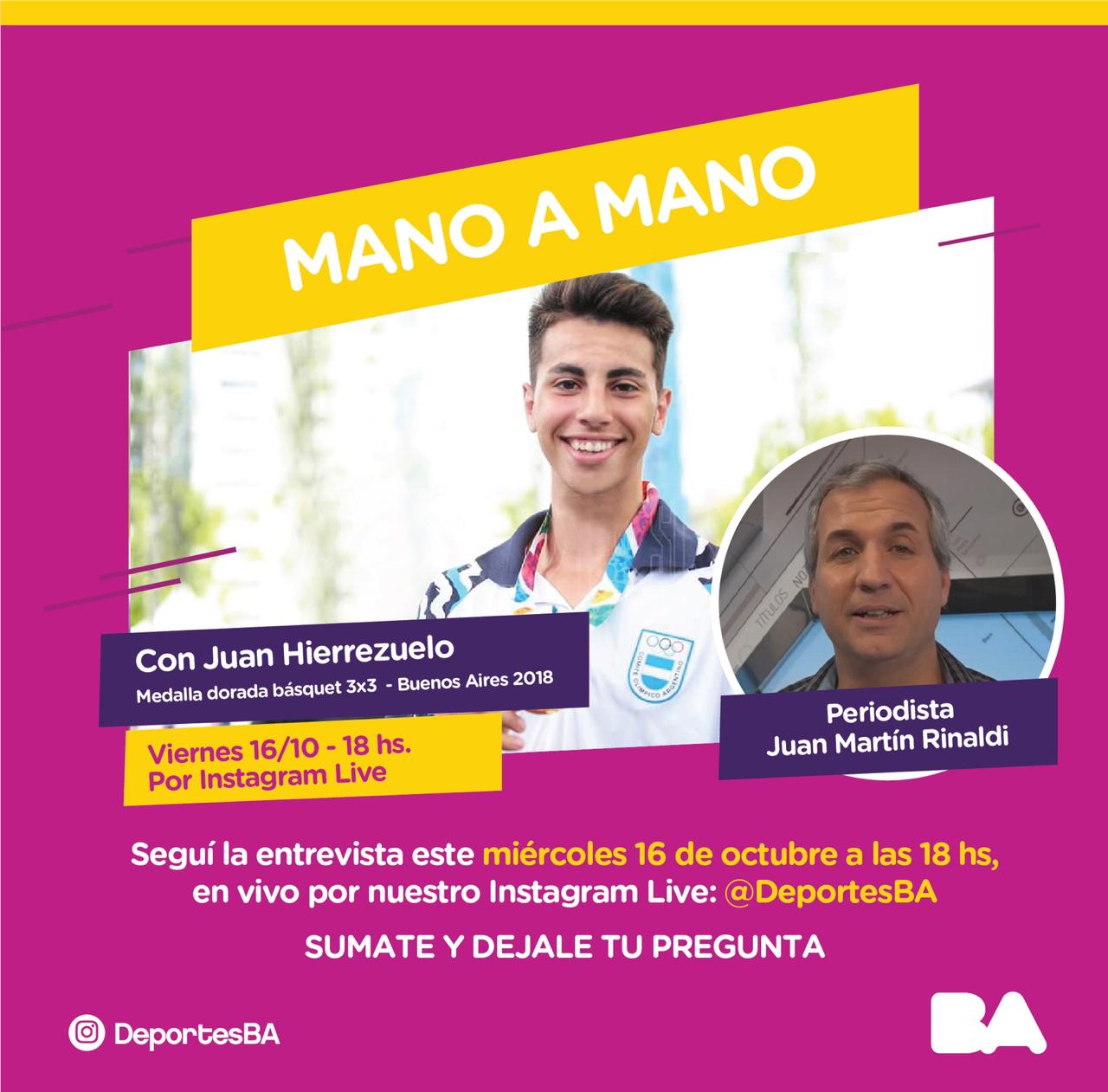 El basquetbolista Juan Hierrezuelo en el “Mano a mano”, este viernes 16/10 a las 18hs por #DeportesBA 