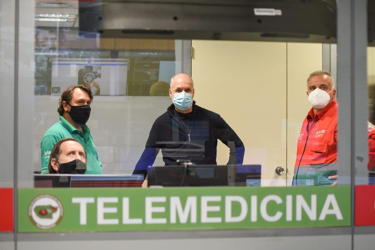 Rodríguez Larreta recorrió el área de Telemedicina que funciona en la base operativa del SAME