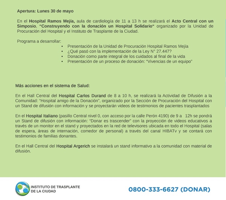 Semana de la Donación de Órganos en la Ciudad