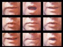bocas de una persona con diferentes muecas 