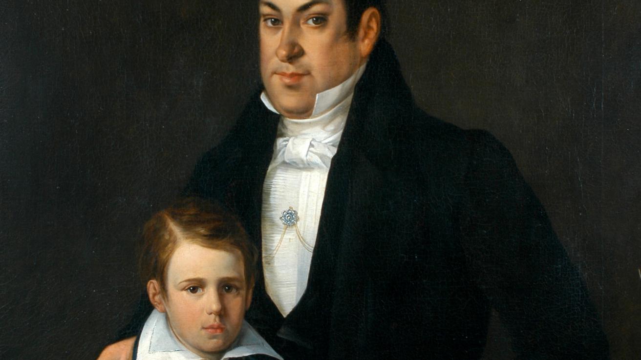 Retrato de Manuel Francisco Vidal y su hijo Mateo por Gaetano Gallino (1835)
