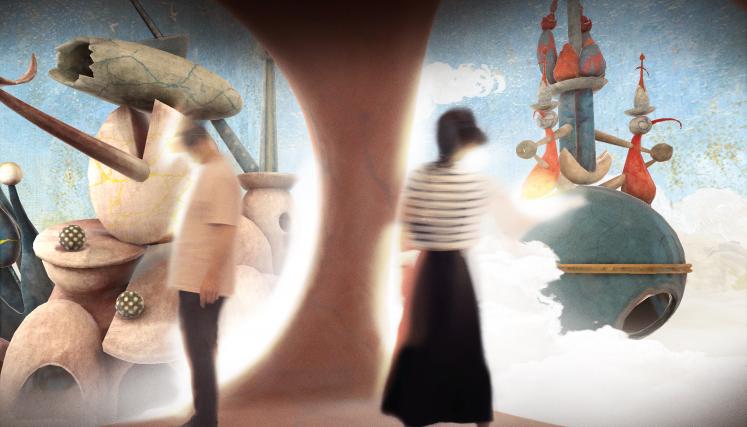 Interior de obra de arte en realidad virtual