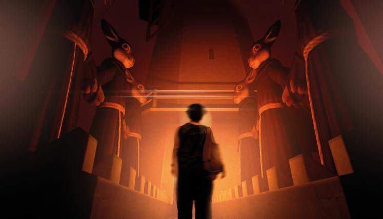 Persona dentro de obra de arte en realidad virtual