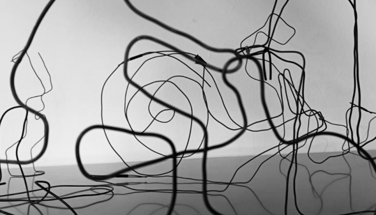 Obra de arte hecha de alambres