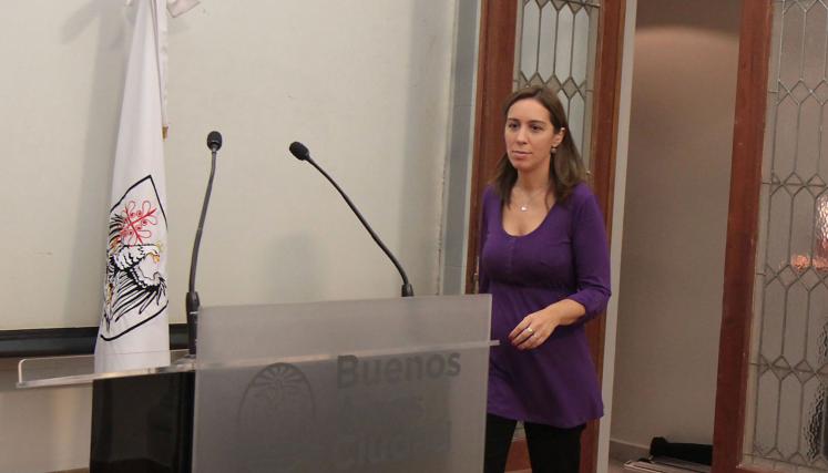 La vicejefe de Gobierno María Eugenia Vidal llega a la conferencia.