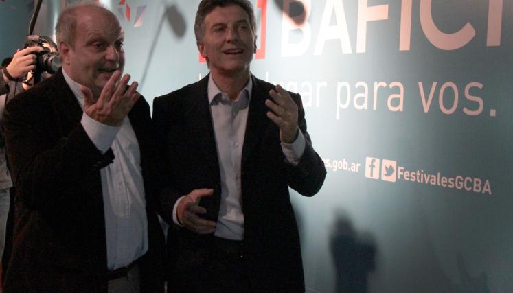Mauricio Macri junto a Hernán Lombardi en la presentación del BAFICI