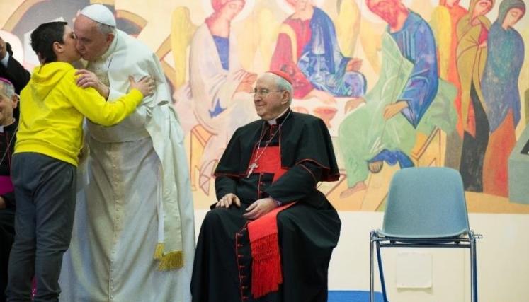 Francisco en su visita a la parroquia romana de Santa María de la Oración. Foto: News.va Español