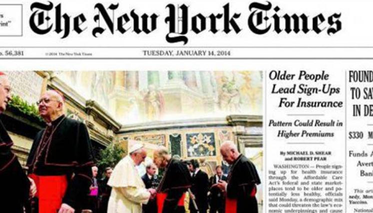 El Papa es centro de los principales medios de comunicación del mundo. Foto: Captura New York Times