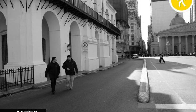 Las Diagonales Norte y Sur amplían sus espacios peatonales. Imagen: Movilidad Saludable/GCBA. 