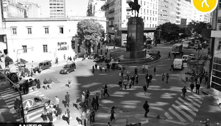 Las Diagonales Norte y Sur amplían sus espacios peatonales. Imagen: Movilidad Saludable/GCBA. 