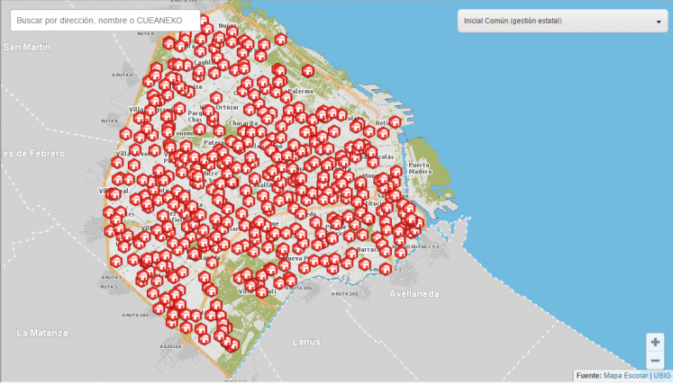 Mapa interactivo de las escuelas de la Ciudad