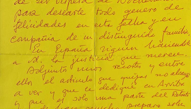Carta de Ramón Gómez de la Serna.